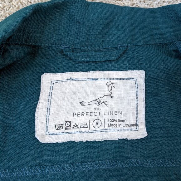 Not Perfect Linen Calico Jacket in Emerald Green, size XS/S. NEW - Picture 6 of 10